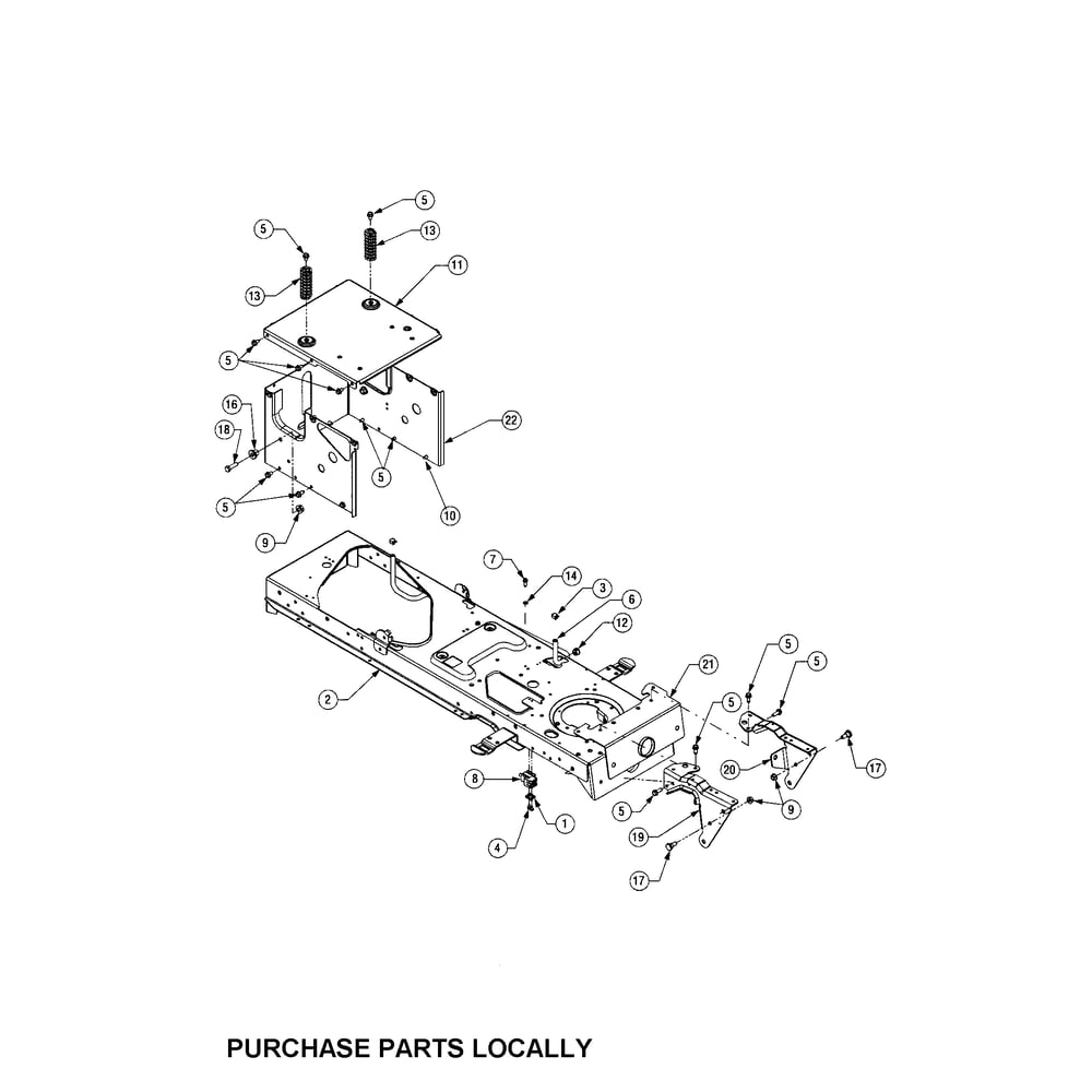 Frame Diagram and Parts List for  Cub Cadet Lawn Tractor